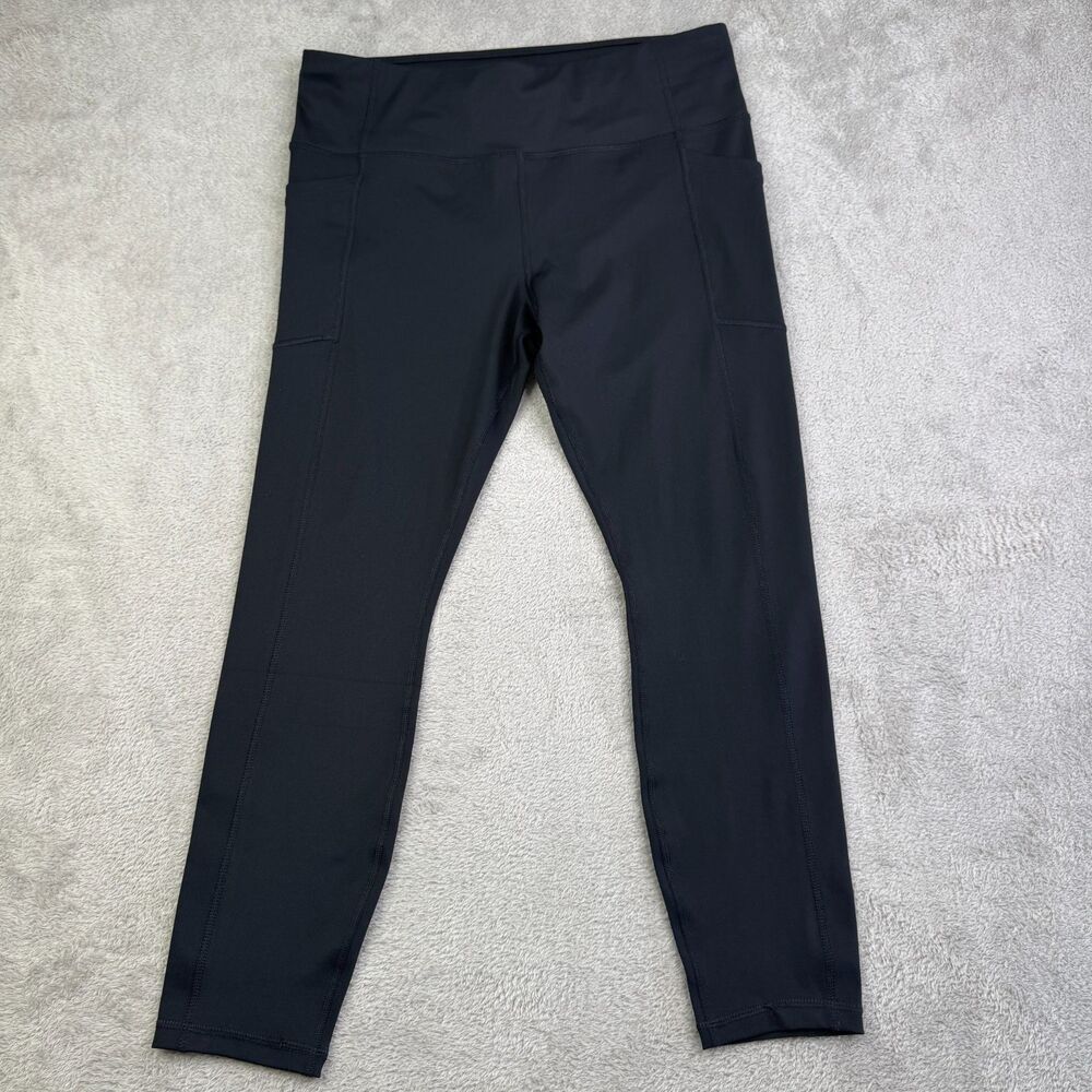Avia Leggings Women Large 12-14 Black Stretch Practical Side Pockets Gym Workout